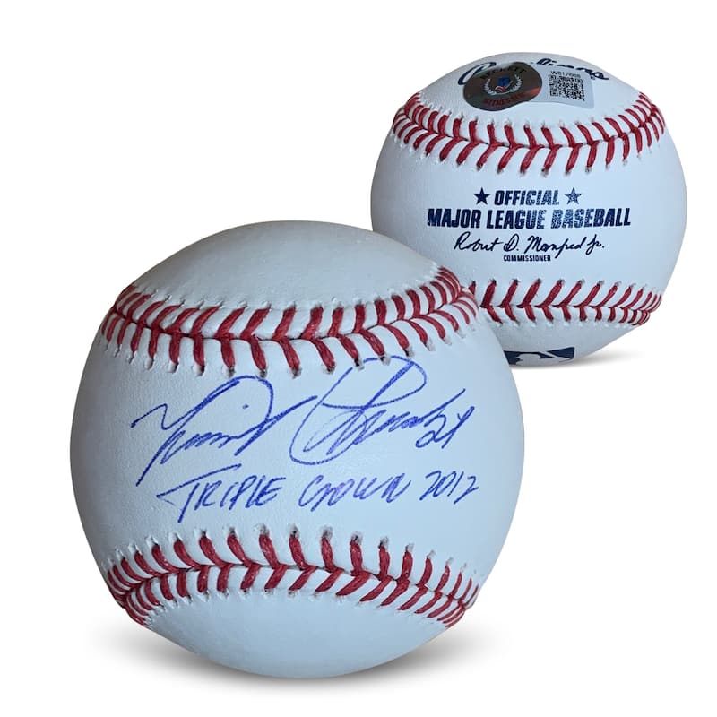 Miguel Cabrera Autographed Triple Crown 2012 Signed Baseball Beckett COA With UV Display Case - 8'6" x 11'6"