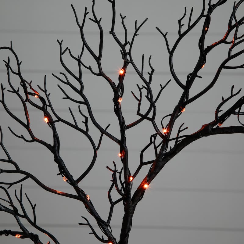 Pre-Lit Black Artificial Halloween Wreath - 23" - Dual Color LED Lights