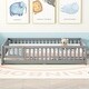 preview thumbnail 8 of 6, Full Size Bed Floor Bed with Safety Guardrails and Door for Kids, Gray