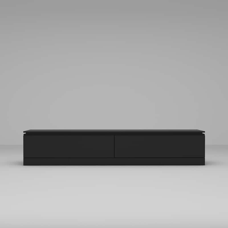 Sleek Entertainment Center with Drawers and Open Shelves