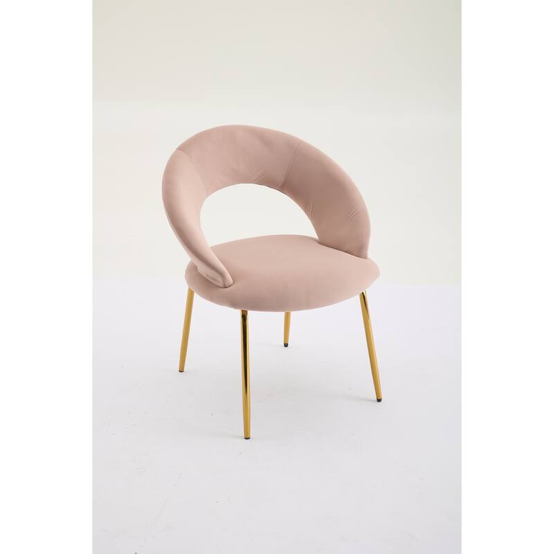 Velvet Dining Accent Chairs with Curved Backrest and Gold Metal Legs - 250lb Capacity
