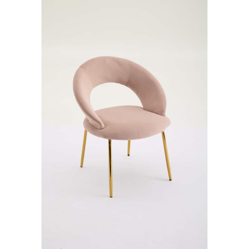 Velvet Dining Chairs with Curved Backrest and Metal Legs, kitchen Chair with Adjustable Foot Nails for Dining Room