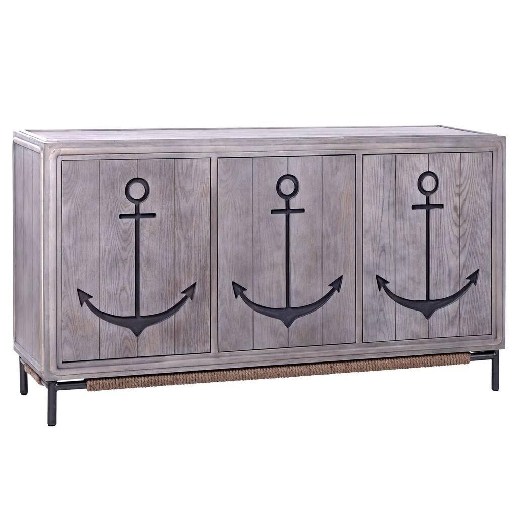 Anchor - Sideboard - Three Wood Paneled Doors, Metal Base Accent