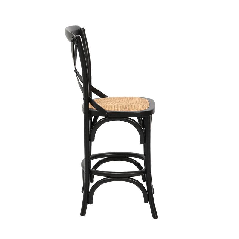 Porthos Home Ziva Counter Stools Set of 2, Elm Wood with Woven Rattan