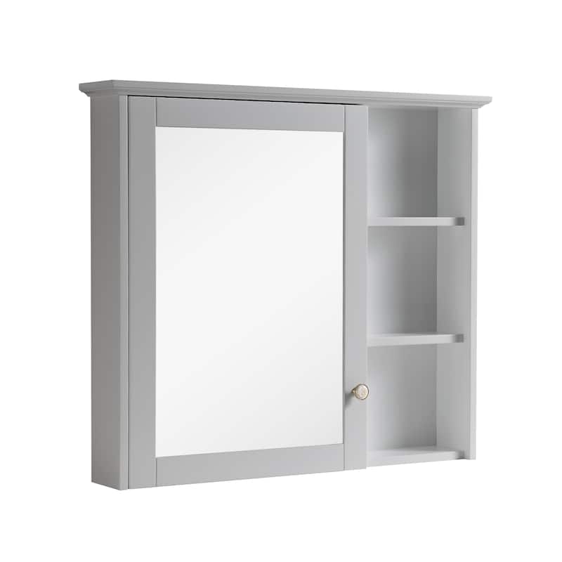 Modern Surface Mount Solid Wood Framed Medicine Cabinet With Mirror and Shelves