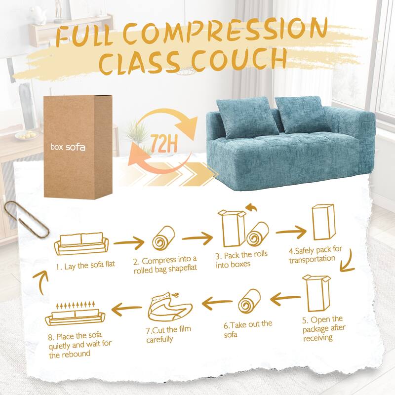 Chenille Loveseat Sofa Upholstered Deep Seat Sofa, Lounge Couch Corner Sofa Minimalist Modular Couches for Apartment