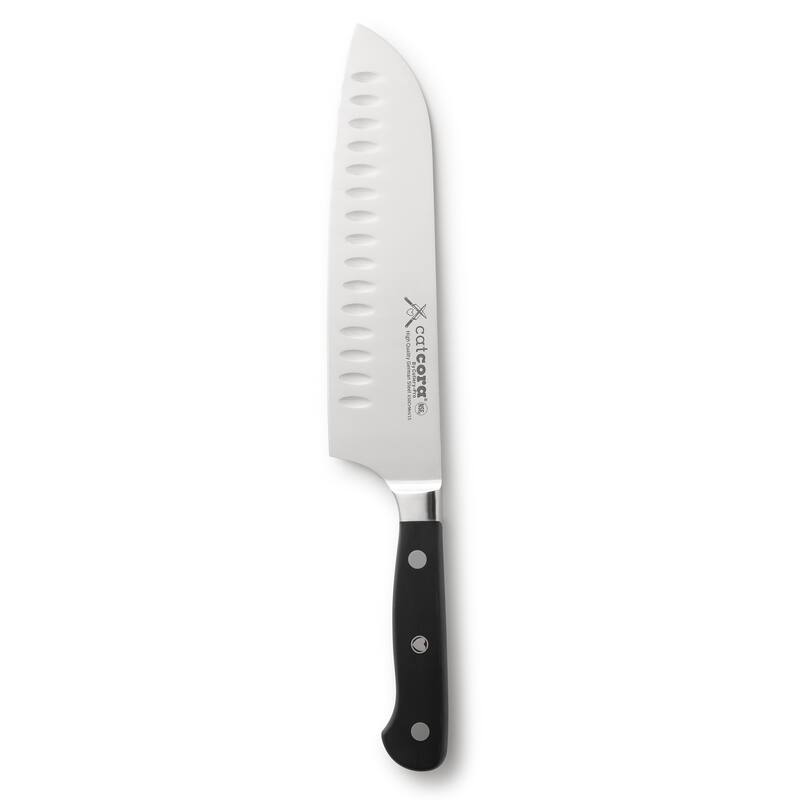 CatCora Forged Granton Santoku Knife, Professional 7-Inch German Steel Blade, NSF-Certified Kitchen Knife - Aluminum