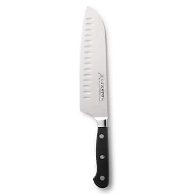 CatCora Forged Granton Santoku Knife, Professional 7-Inch German Steel Blade, NSF-Certified Kitchen Knife - Aluminum