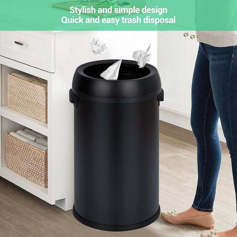 17 Gallon/65 Liter Round Open Top Trash Can, Stainless Steel Commercial Grade Heavy Gauge Trash Bin