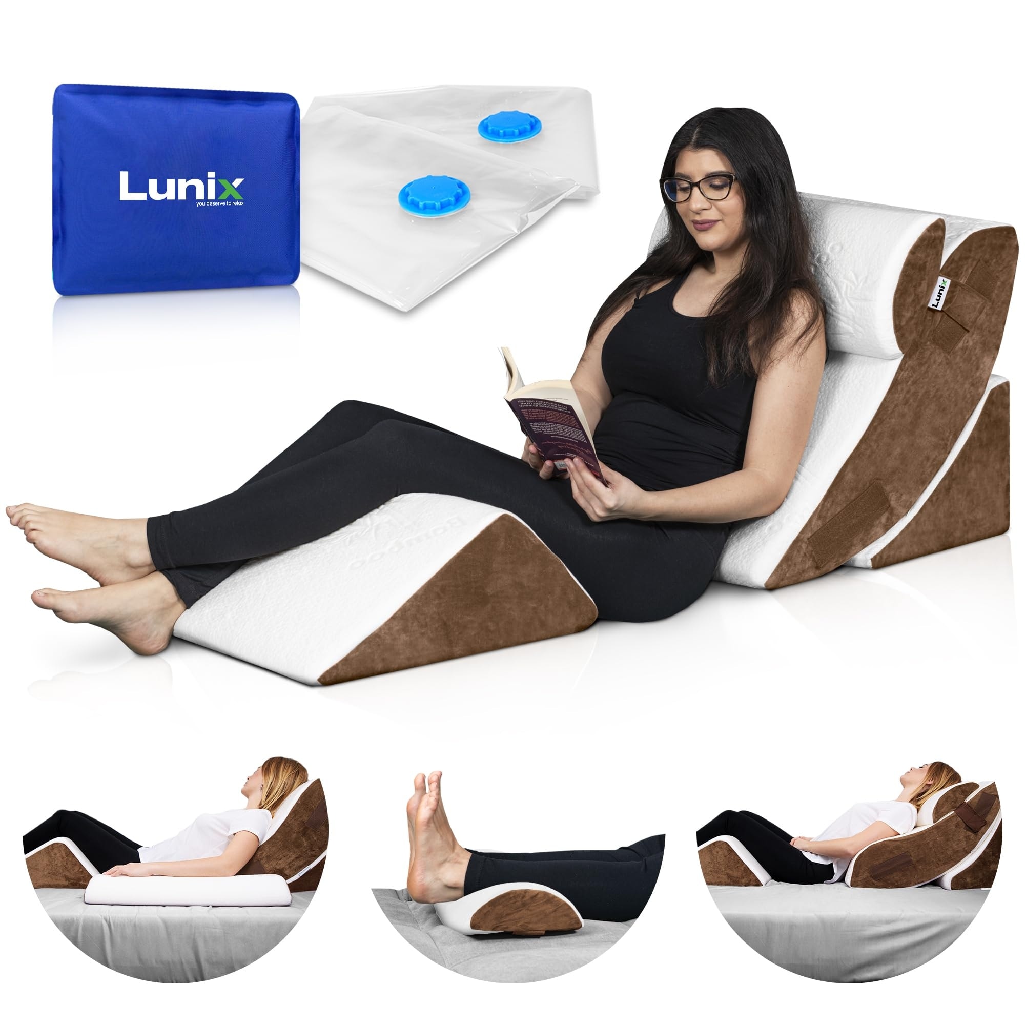 Orthopedic Bed Wedge Pillow Set Post Surgery Memory Foam for Back Neck and Leg Pain Relief Sitting Pillow Adjustable Pillows Specialty