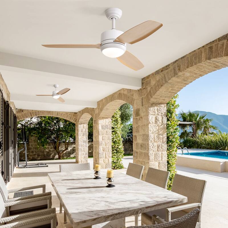 Sofucor 46 Inch Ceiling Fans with Light,Small Indoor/Outdoor,Remote Control,3 ABS Blades
