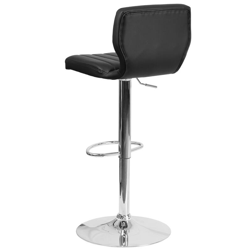 Contemporary Chrome Adjustable Bar Stool - 16.5"W x 19"D x 34.5" - 43"H