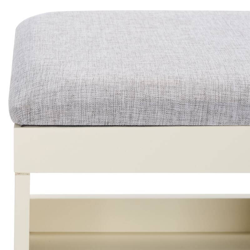 SAFAVIEH Cricket Mid-Century Modern Open Shelf Storage Bench with Cushion