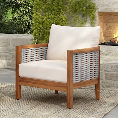 Christopher Knight Home - Lysander Outdoor Acacia Wood Tub Design Armchair with Woven Rope