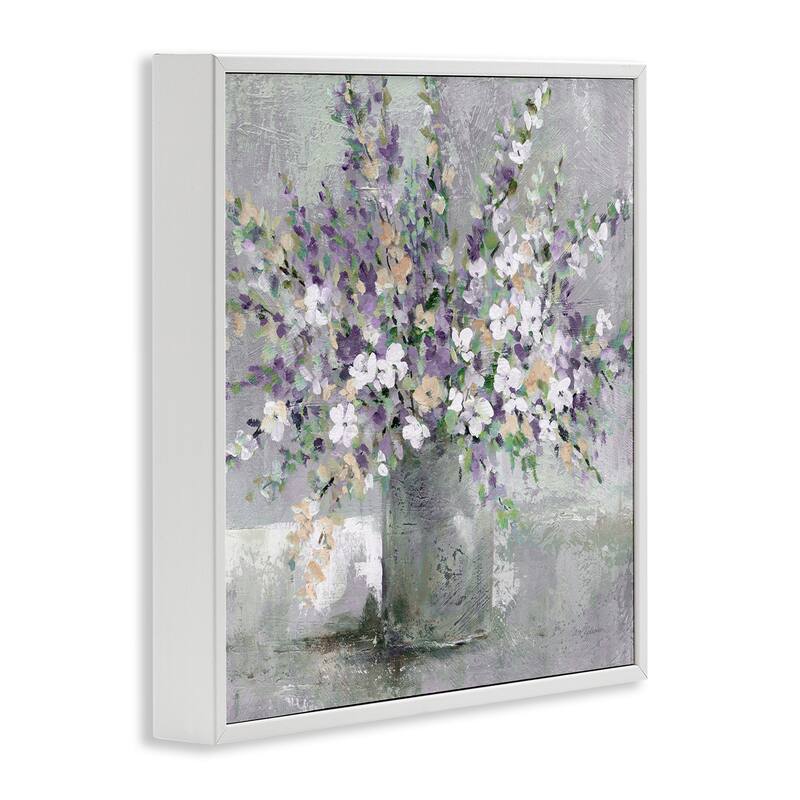Stupell Blossoming Aster Flower Bouquet Soft Purple Bouquet Painting Framed Giclee Texturized Art by Carol Robinson