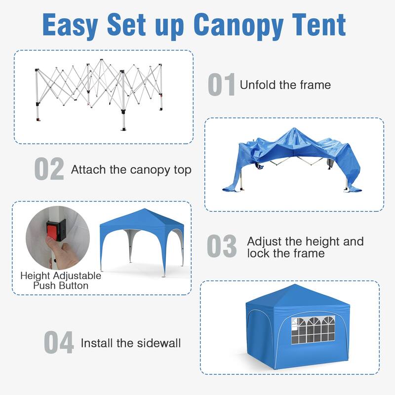 10x10 Pop Up Canopy Tent with Sidewalls for Outdoor Events and Parties