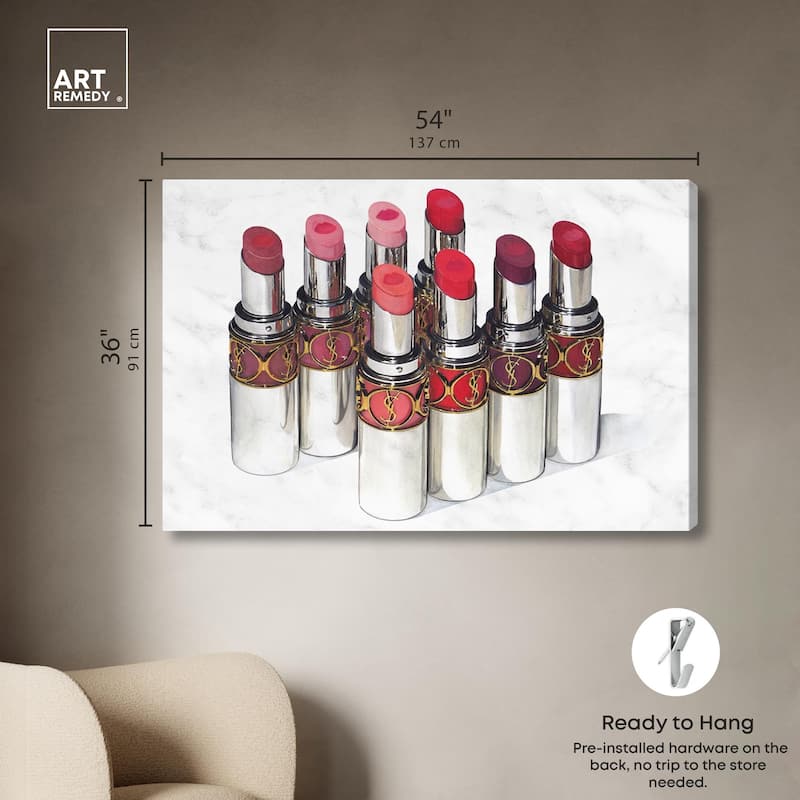 Doll Memories - Lipsticks 22 Canvas by Art Remedy, Gallery Wrapped