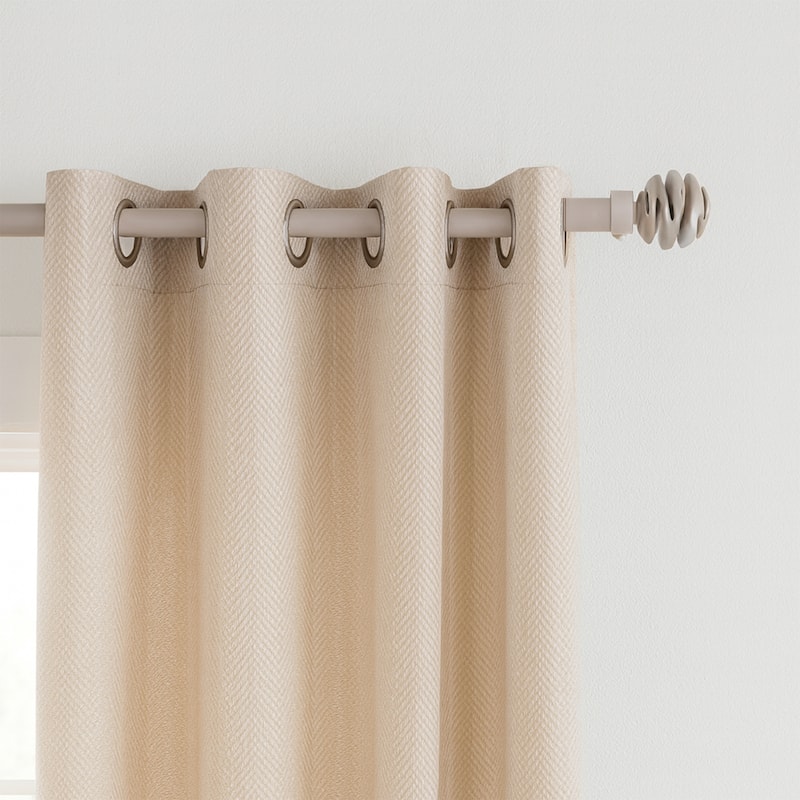 Adjustable Single Curtain Rod 50"-82" with Spiral Finials and Brackets, Available in Taupe, Gray, or Black - taupe