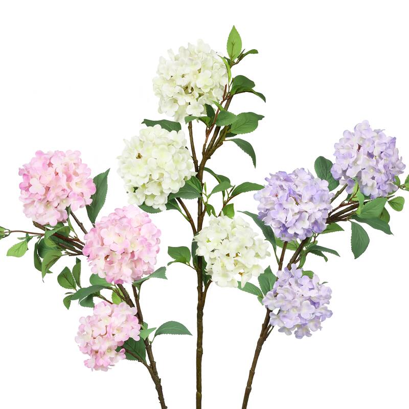 Set of 2 Deluxe Cream White Artificial Hydrangea Flower Stem Spray Branch 38in - 38" L x 10" W x 8" DP