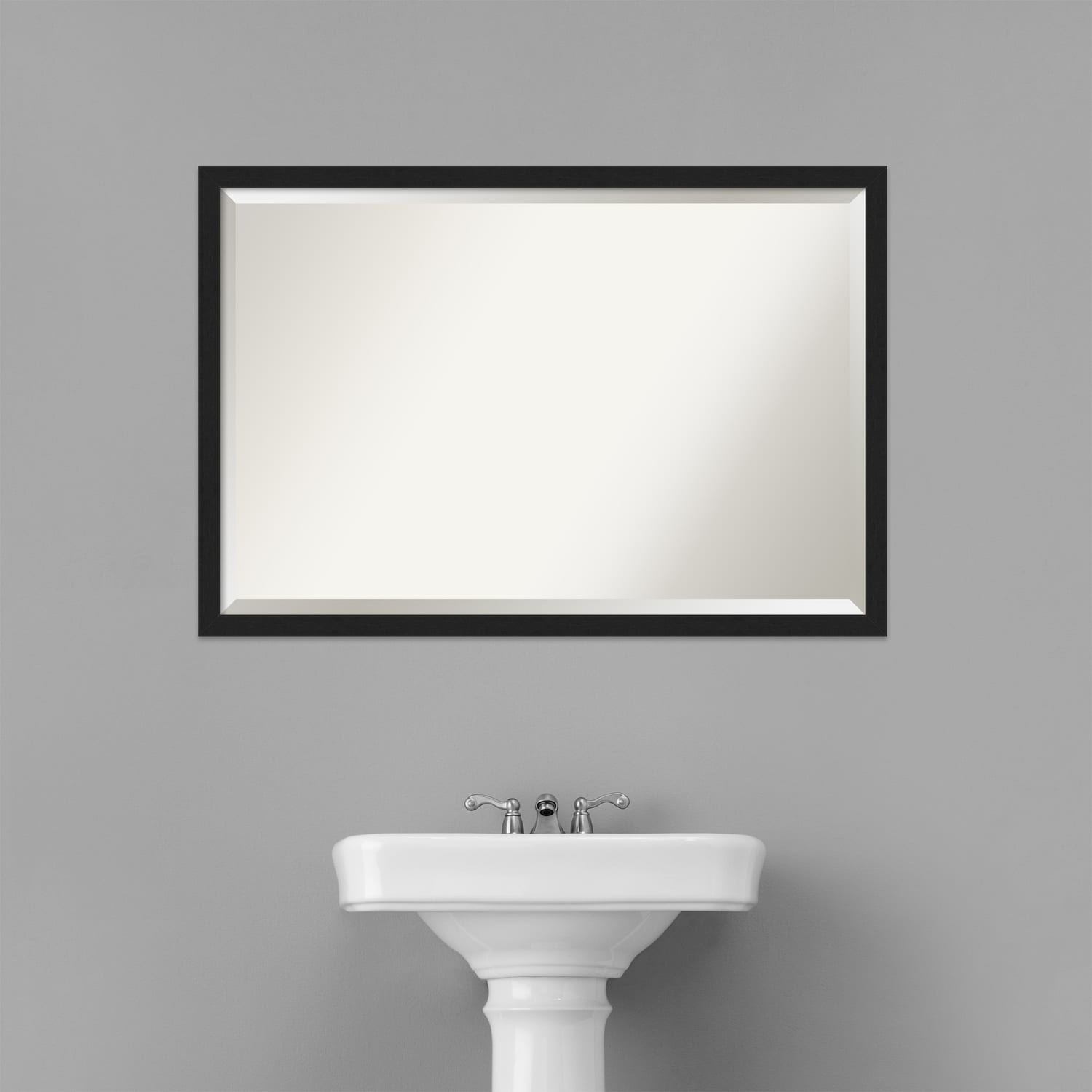 Beveled Bathroom Wall Mirror - Grace Brushed Narrow Frame - Picture 17 of 24