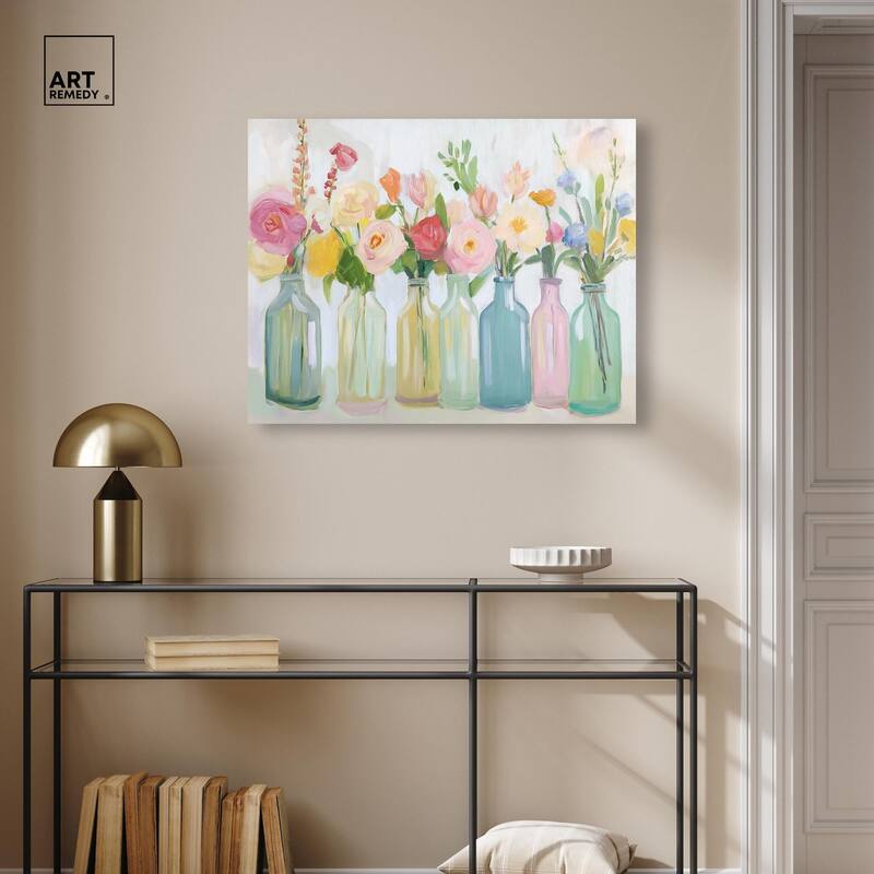 Bottled Blooms Canvas by Art Remedy, Gallery Wrapped