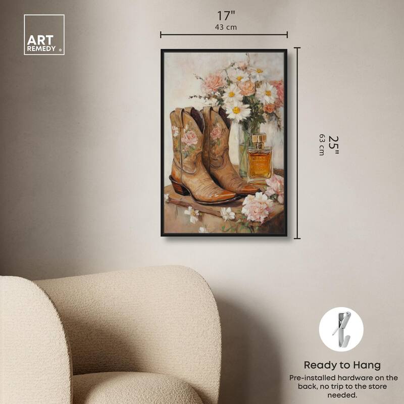 Delicate Floral Boots II Canvas by Art Remedy