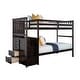 preview thumbnail 1 of 3, Twin over Twin Bunk Bed with Built-in Storage Unit in Espresso Espresso