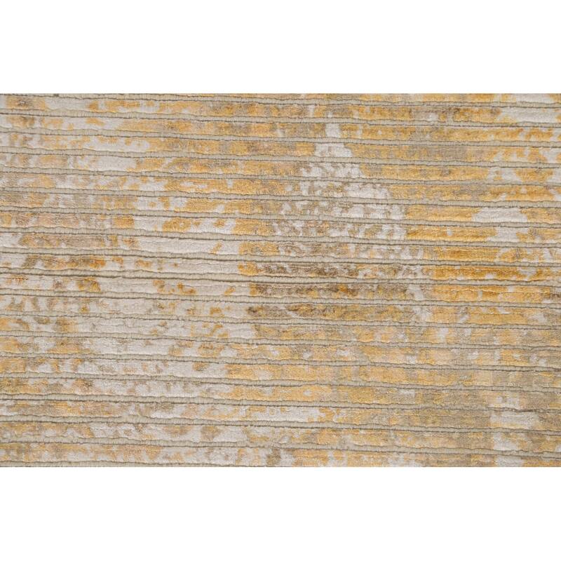 Striped Abstract Oriental Area Rug Hand-Knotted Wool Carpet - 5'6" x 7'9"