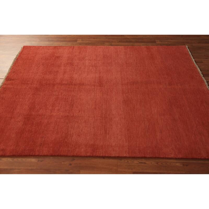Modern Gabbeh Oriental Rug Hand-Knotted Wool Carpet - 5'0" x 6'6"