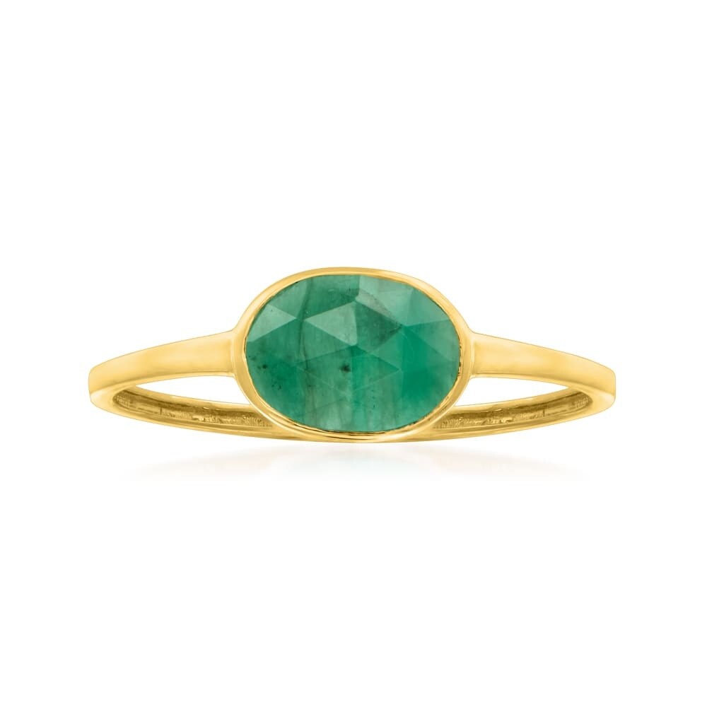 Pinctore 14KT Gold Sakota Emerald Gemstone Solitaire Rings