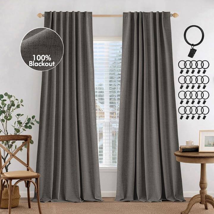 Blackout Curtains 90 inches Long, Curtains for Bedroom Living - Dark Gray