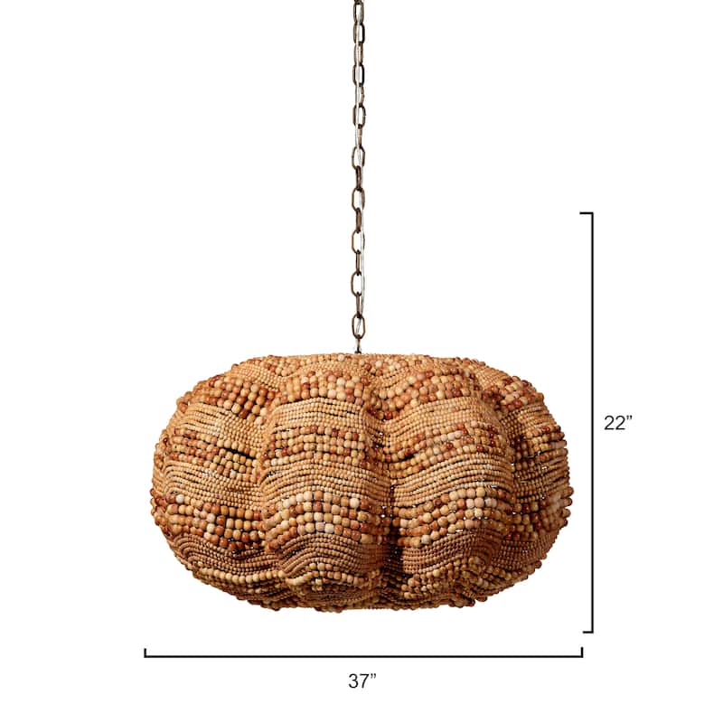 Jamie Young Clamshell Wood Beaded 4-Light Chandelier