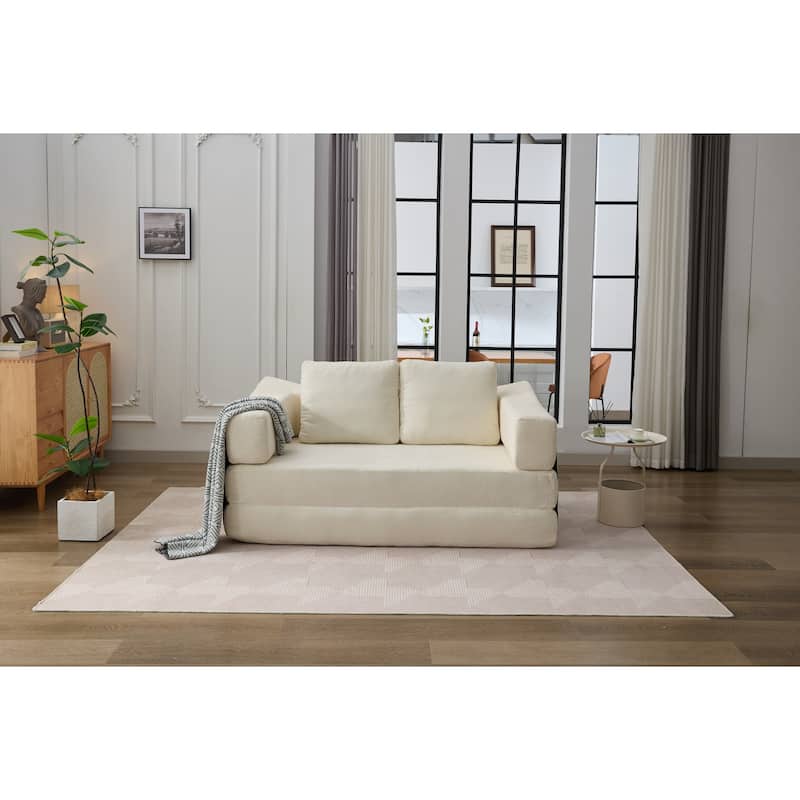 Modern Minimalist Convertible Fold-Out Sofa Bed with Removable Backrest