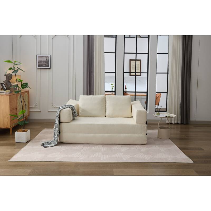 Modern Minimalist Sofa, Fold-Out Sofa Bed, Convertible Chair Floor Couch & Sleeping Mattress for Living room
