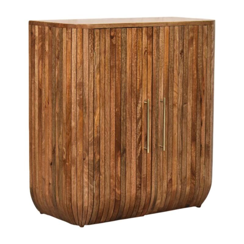 Artisan Furniture Solid Wood Fluted Curve Cabinet, Brown