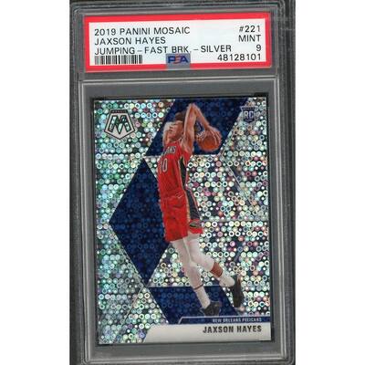 Jaxson Hayes Pelicans 2019 Panini Mosaic Fast Break Silver Prizm Basketball Rookie Card RC #221 Graded PSA 9 MINT - 8'6" x 11'6"