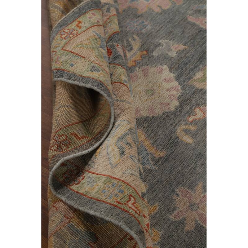 Hand Knotted Oriental 100% Wool Carpet Transitional All-Over Greys & Charcoal Oushak Area Rug - 9' 10'' X 8' 0''