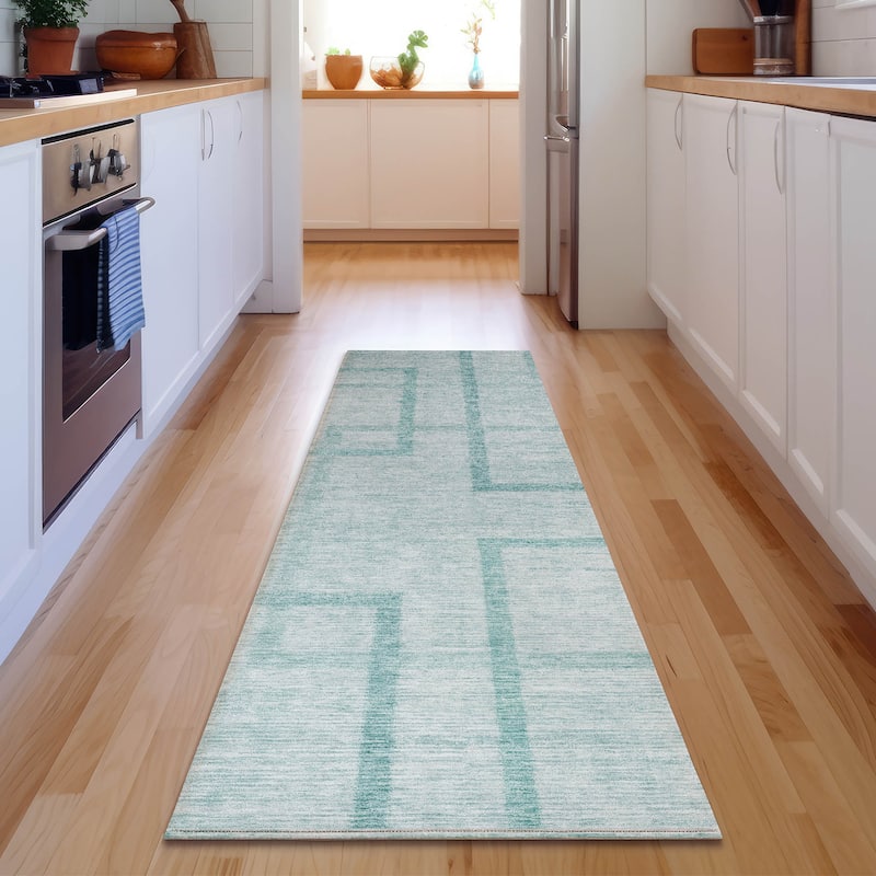 Premium Washable Super Soft Muted Modern Mayfield Rug - Teal - 2' 3" x 7' 6" - Runner