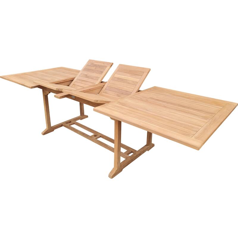 Teak Wood Santa Ana Rectangular Double Extension Dining Table, 78 to 118 inch