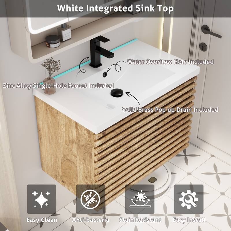 Bathroom Vanity with Drop-In Sink Wall-Mounted Storage Cabinet