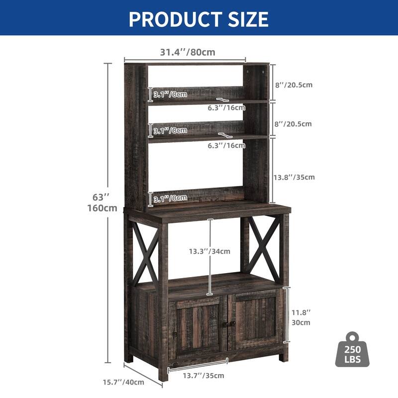 Moasis 5 Tier Kitchen Bakers Rack with Storage Shelves Microwave Oven Stand Kitchen Shelf Organizer