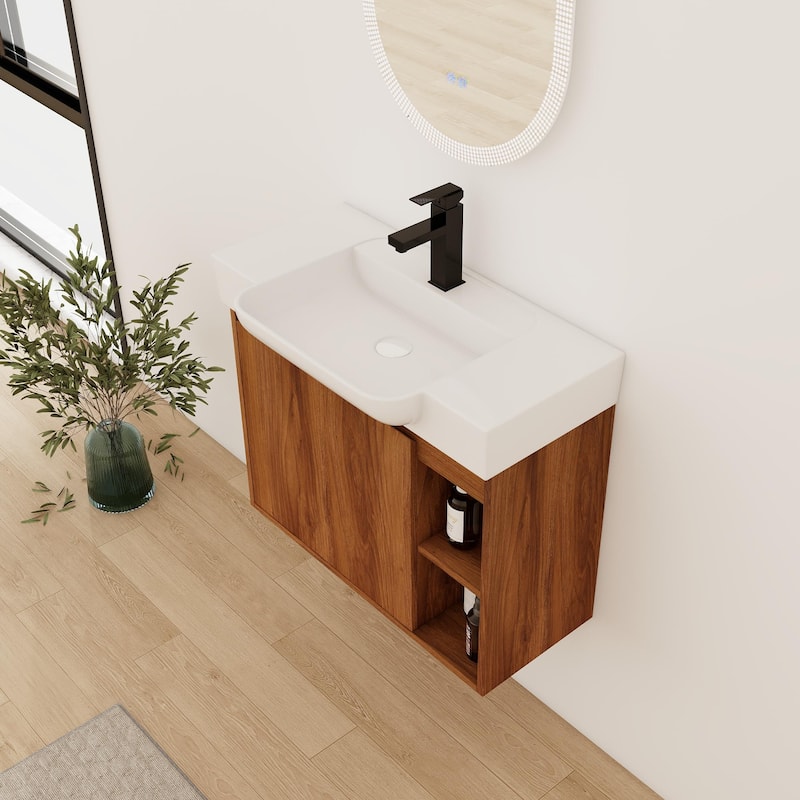 Bathroom Vanity With Sink In 24/28 Inch, Floating Bathroom Vanity With Soft Close Door