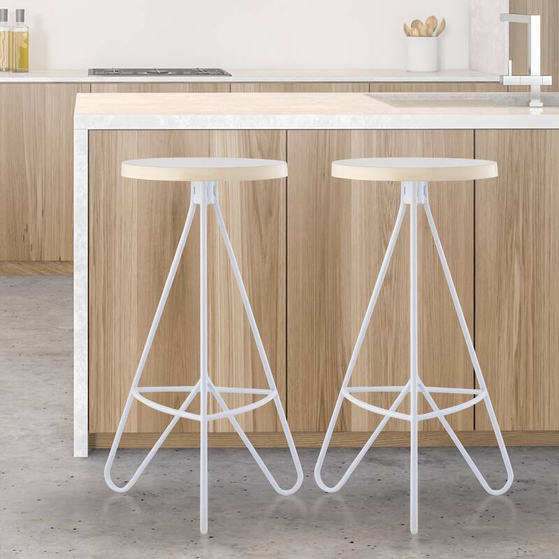 Chronos 30" Modern Industiral Iron Tripod Backless Bar Stool, by JONATHAN Y