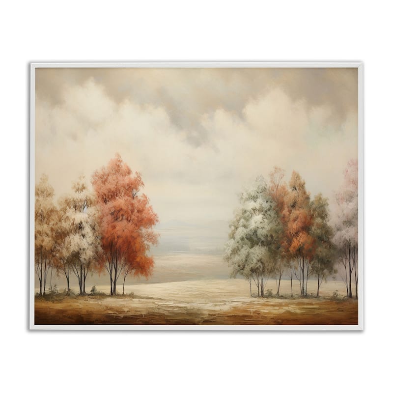 Stupell Muted Autumn Treeline Framed Giclee Art Design By Franklyn Gregory - 20 x 16 - White