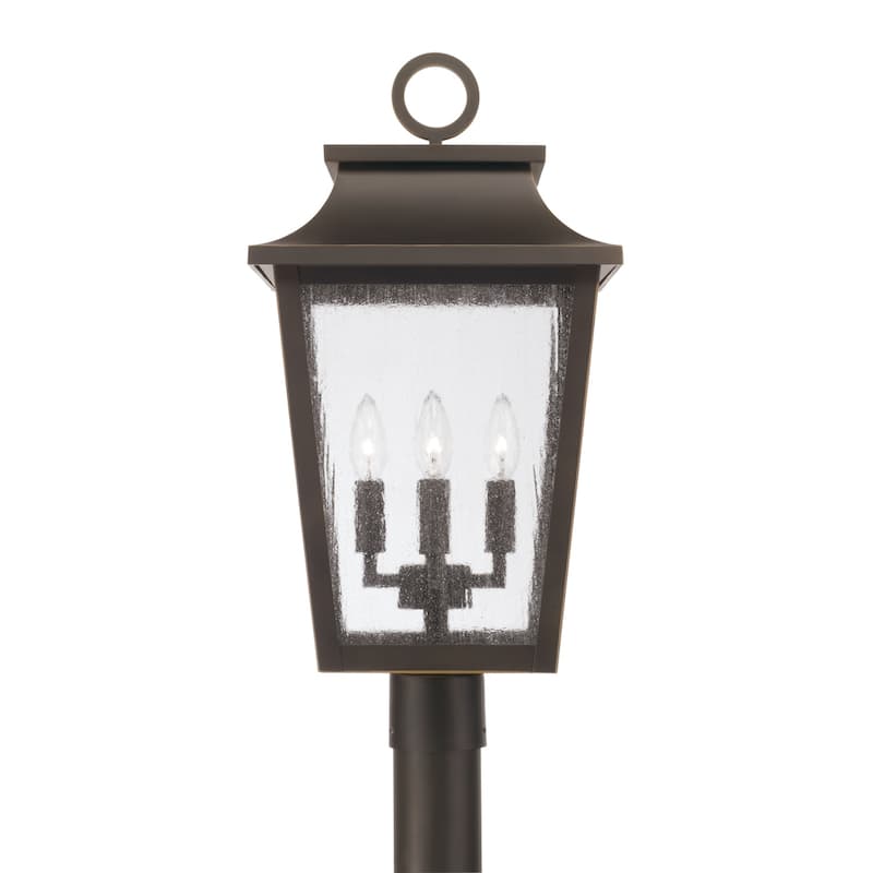 12"W x 23.75"H 4-Light Outdoor Tapered Post Lantern with Ripple Glass - 12"W x 23.75"H