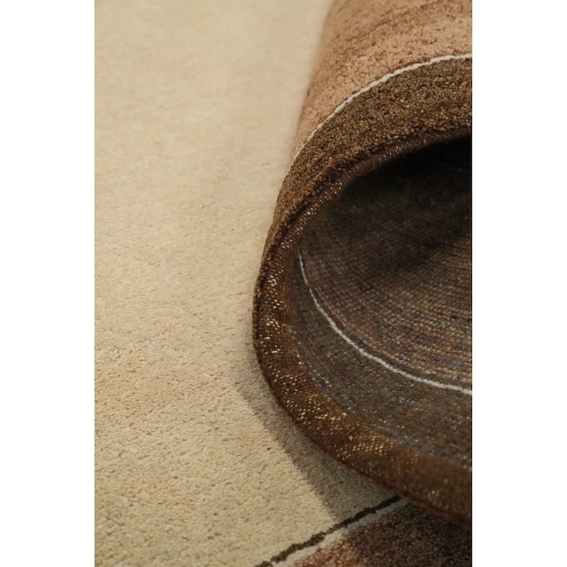 Hand Knotted Oriental 100% Wool Carpet Modern Solid Beige & Ivories Gabbeh Area Rug - 10' 4'' X 8' 2''