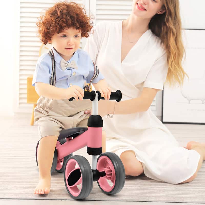Baby Balance Bike Toddler Riding Toys w/4 Wheels Pink Blue