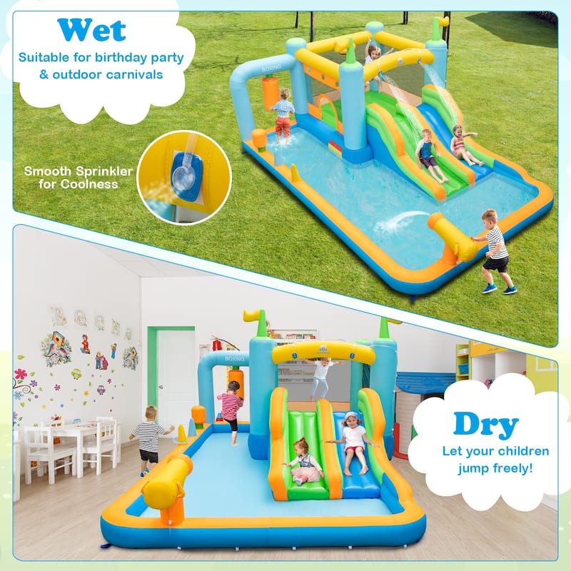 Costway Inflatable Water Slide Giant Kids Bounce House Park Splash - as pic shows - See Details