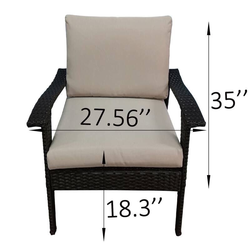 Beige Rattan Luxe 5-piece Outdoor Patio Furniture Set with Removable Plush Cushions, Easy Clean and Assemble