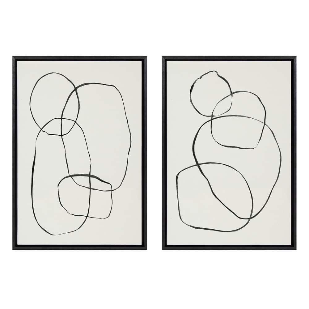Kate and Laurel Sylvie Modern Circles Framed Canvas Set by Teju Reval